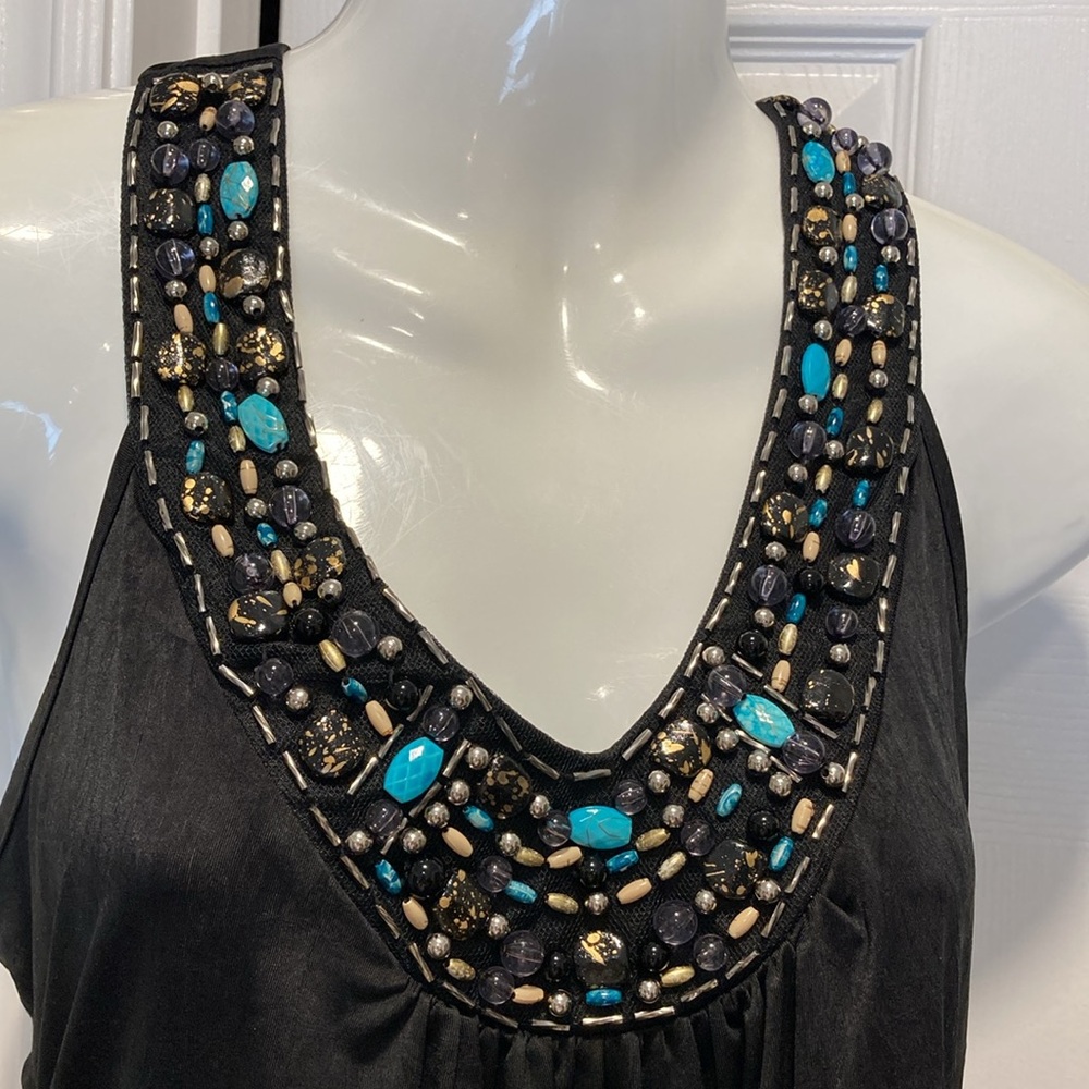 NWOT - I.N. San Francisco Cleopatra Beaded Collar Sleeveless Halter Top - Sz L